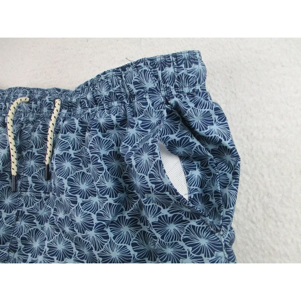 Laguna Swim Trunks Mens Large Blue Hibiscus‎ Floral All Over Print Beach Shorts